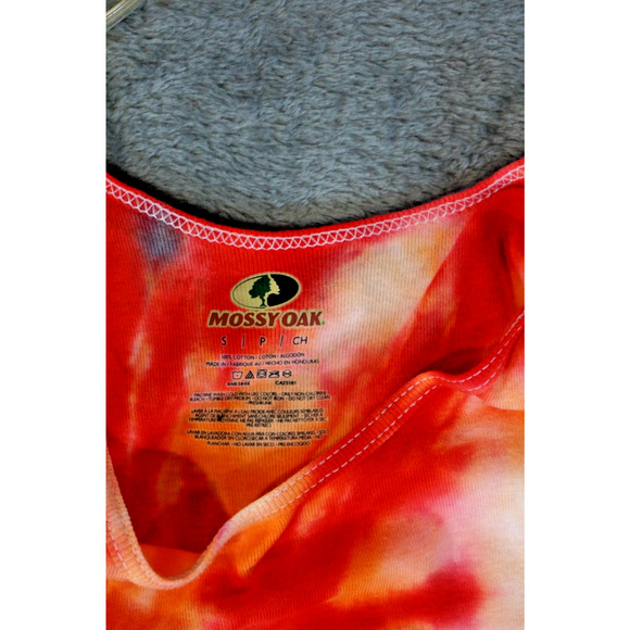 Mossy Oak Tank Top Small Spiral Tie‑Dye Red Orange Artisan Hand Dyed Cotton - Picture 6 of 7